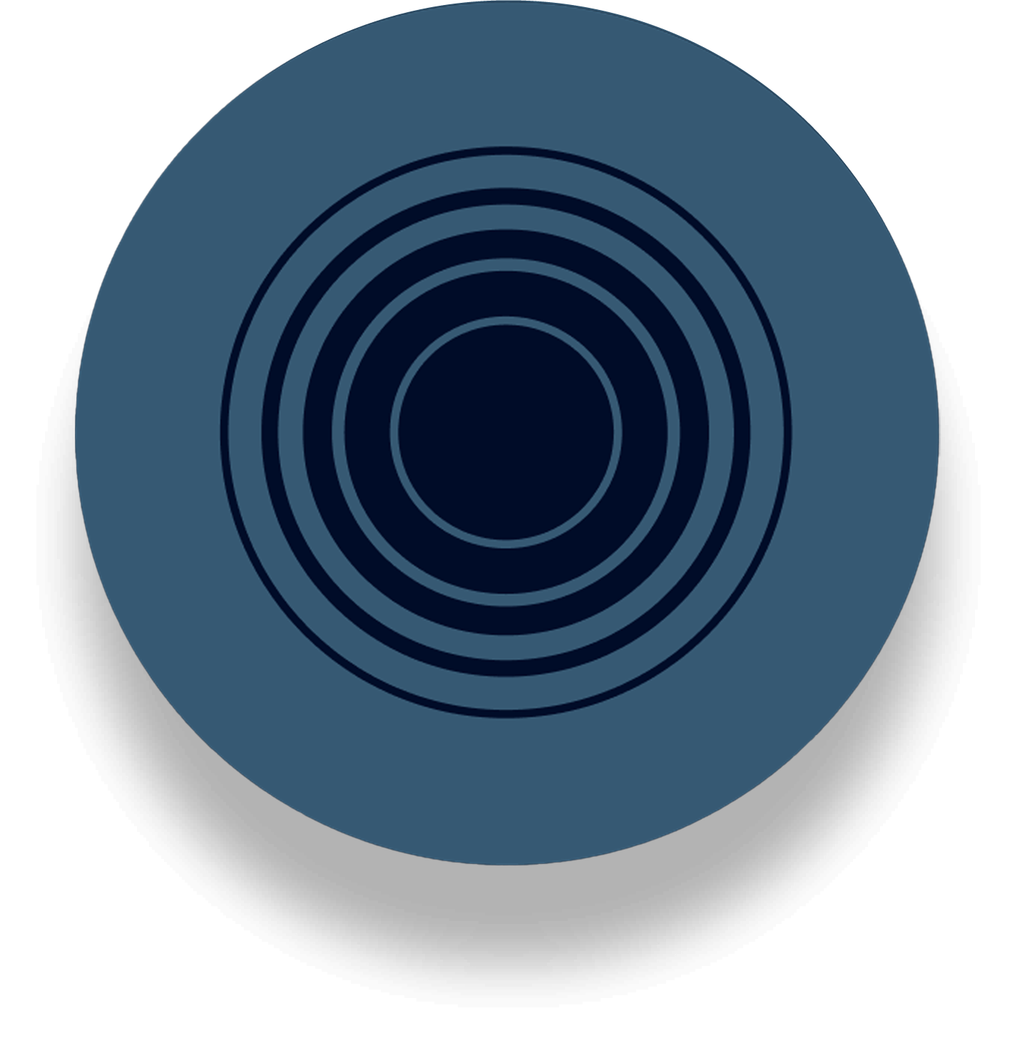 Cirkels die vanuit het middelpunt van een grotere cirkel uitstralen.