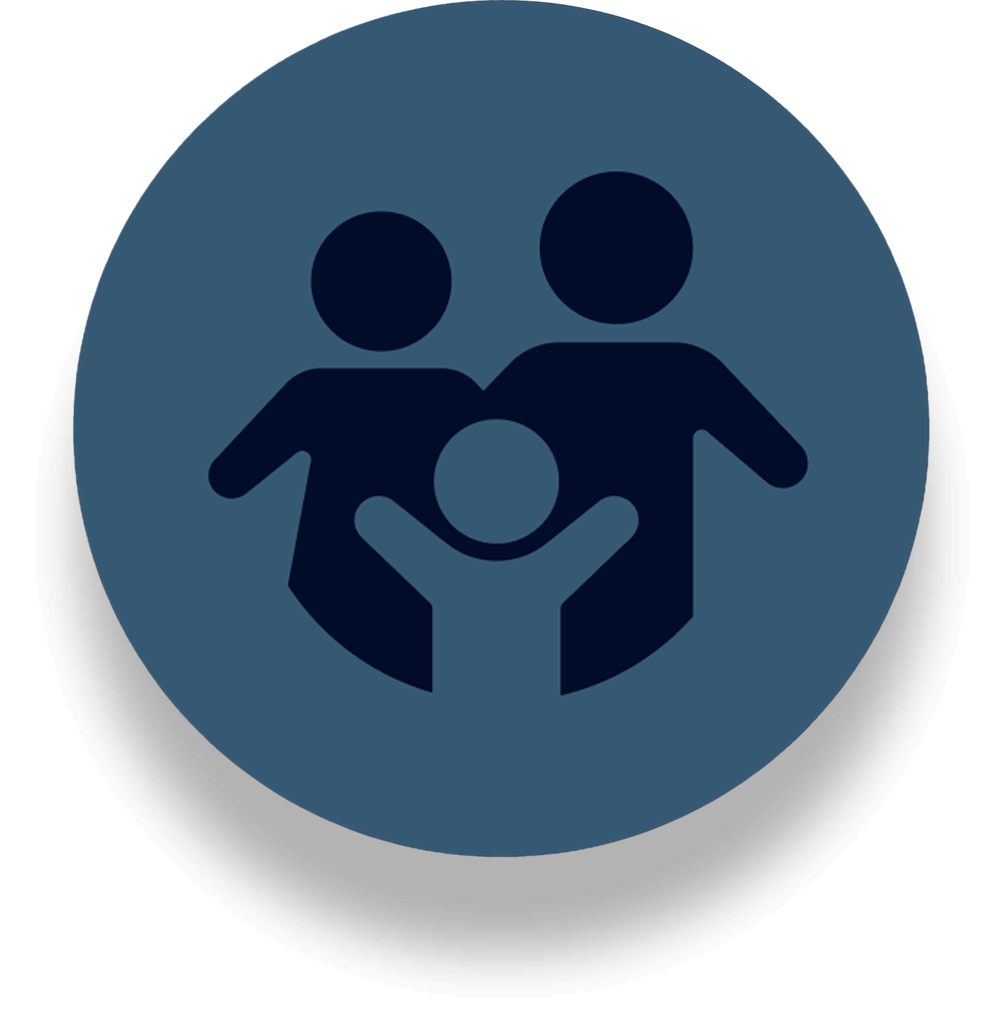 Pictogram van een gezin van drie personen.